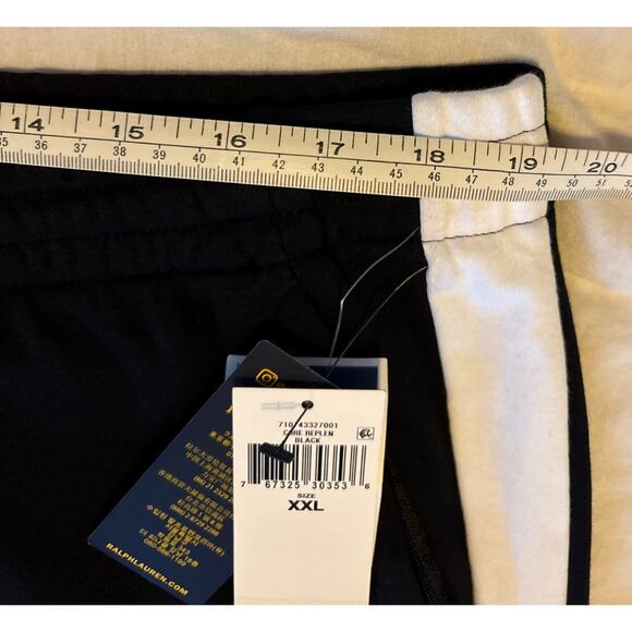 NWT Polo Ralph Lauren Mens 2XL Sweatpants Black White Side Stripe Zip Ankle XXL - Picture 11 of 16